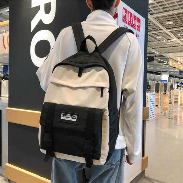 

teenage school bags for girls backpack women bag patchwork nylon student bookbag female junior high teen schoolbag preppy