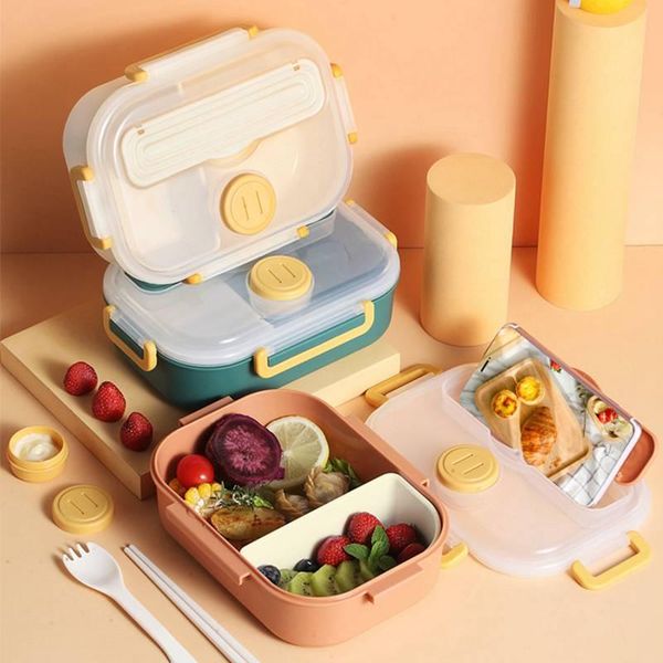 

plastic lunch box portable large-capacity four-button sealed with independent sauce dinnerware sets
