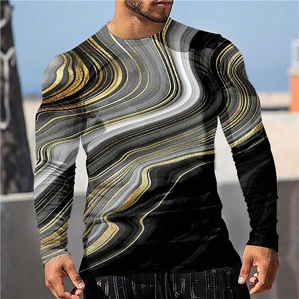 

men's t shirt 3d print graphic color block abstract crew neck street daily print long sleeve basic designer big and tall black f46v#, White;black