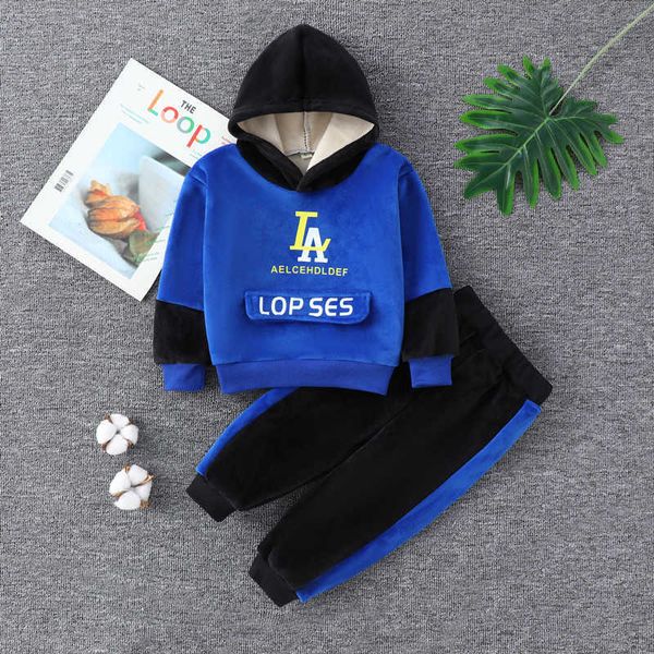 Kinder Jacke Mantel Hosen Anzug für Sport Anzüge Trainingsanzüge Kleinkind Kinder Kleidung Set Baby Jungen Mädchen Fleece Mit Kapuze Kleidung Set g1023