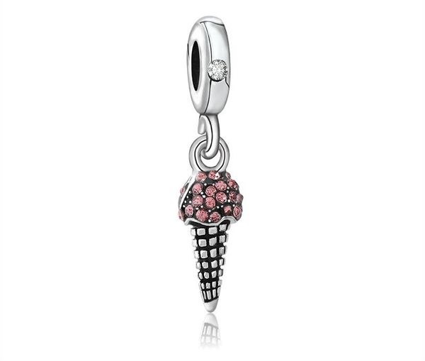 

20pcs ice-cream cone crystal dangle pendant charms european beads fit pandora 925 sterling silver snake chain bracelet charms jewelry diy ma, Black