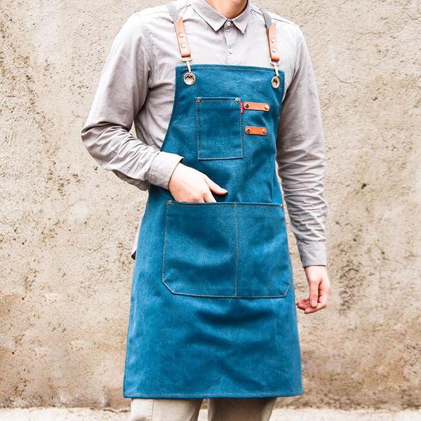 

aprons vintage blue kitchen denim for men women homewear workwear apron cooking chef barista bartender delantal