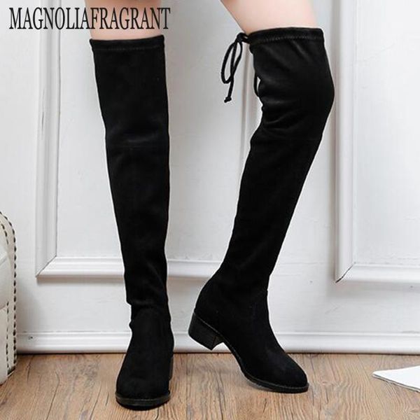 

boots over knee long canister women high heel thigh boot female winter stretch fashion shoes botas de mujer hy887, Black