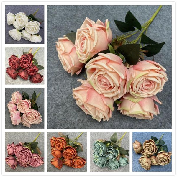 

decorative flowers & wreaths artificial silk rose hybrid bouquet wedding party supplies fake flower home garden decoration ornaments