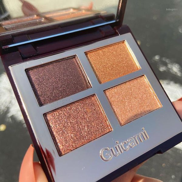 

4 color eye shadow palette cool colors pearly matte earth eyeshadow glitter shimmer silky powder tslm11