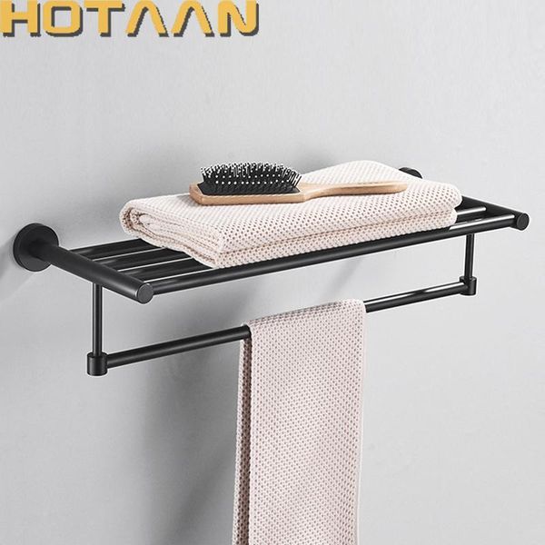 

towel racks aan matte black modern style round base wall mounted space aluminum bars hanger adjustable rack