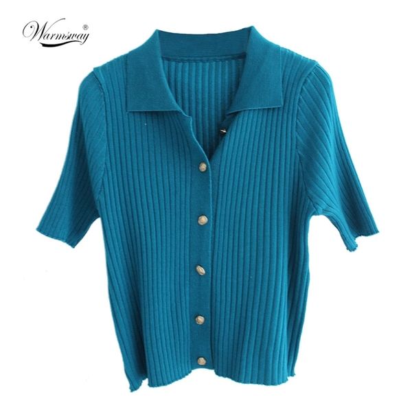 

summer women short sleeve collared button up crop buttons t-shirt b-049 210708, White