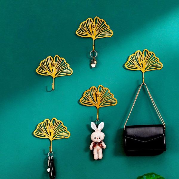 

creative wrought iron leaf hook coat hat bag key wardrobe kitchen bathroom exquisite appearance wall decoration 1pc hooks & rails