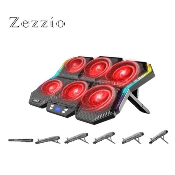 

lapcooling pads zezzio zlp-b6 12 mode rgb pad with 6pcs ultra quiet strong fans for 12-17inch notebook