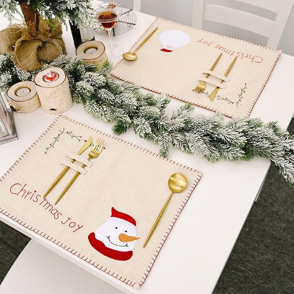 

christmas placemats cup mat pad coasters table mats snowman santa printed linen place year xmas decoration # & pads
