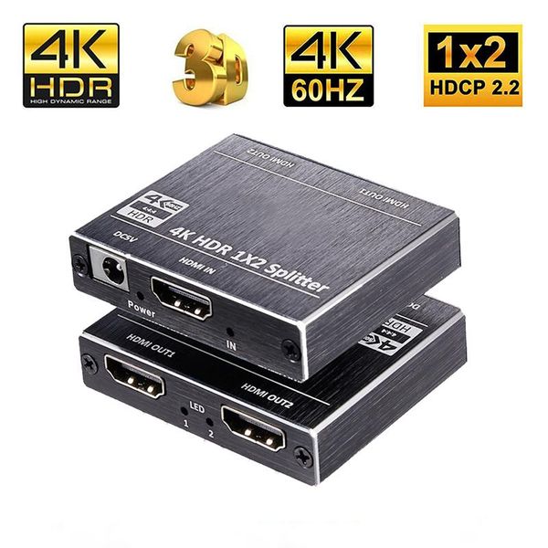 

audio cables & connectors 2.0 splitter hdcp 2.2 hdr 4k uhd 1x2 for -ray dvd ps3 ps4
