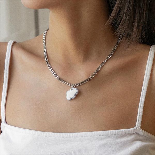 

pendant necklaces simple cloud necklace for women easthetic clavicle chain choker elegant sweet jewelry collier femme, Silver