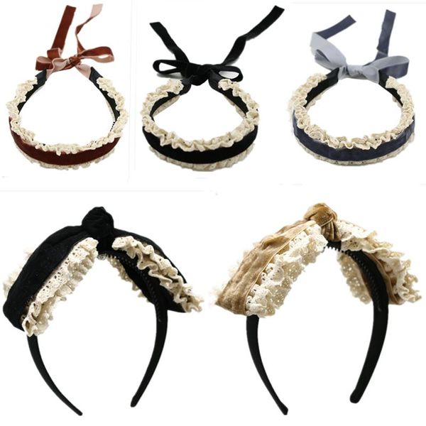 

hair accessories winter cotton lace velvet long tail headband girls bow dressy, Slivery;white