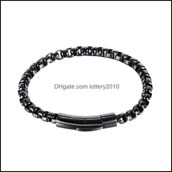 

link bracelets jewelrylink chain korean version of stainless steel mens simple bracelet trendy hiphop titanium drop delivery 2021 ekanx, Black