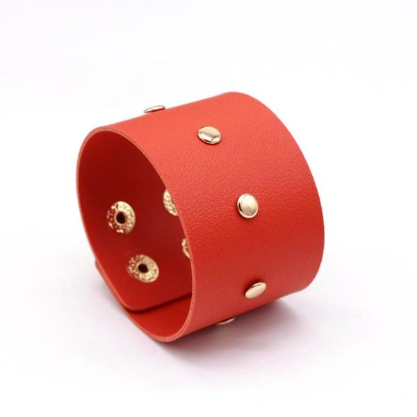 

tennis 2021 punk vintage leather bracelet for women charm wide big bangle men jewelry, Golden;silver