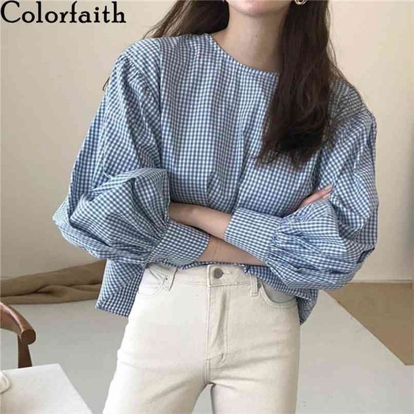 

spring summer blouses shirts plaid vintage oversize korean checkered sweet lady fashionable wild bl2078 210427, White