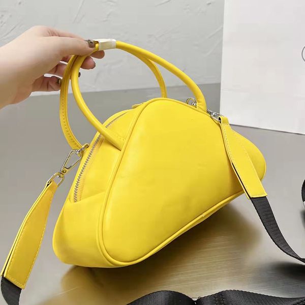 

designer women pp triangule bowling bag italy milano brand vintage leather embossing logo crossbody handbags small tote handbag with handle