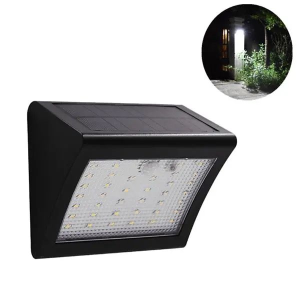 

solar powered 38led ip65 waterproof 500lm pir motion sensor led wall light outdoor security lamp