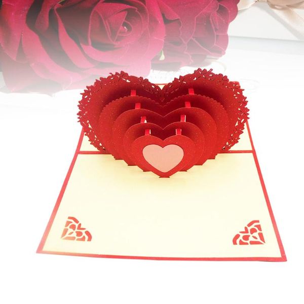

greeting cards love heart for valentines lovers couple's day gift (red)