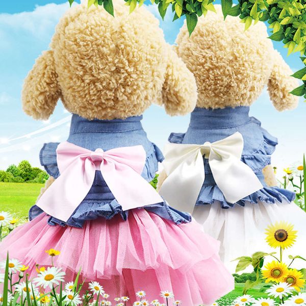

the dog clothes autumn winter dog pet products korean denim skirt spring and summer cat clothing