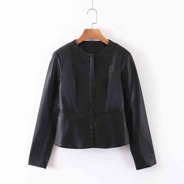 

leather jacket high fashion men belt xq8 yt round neck versatile monk, Black