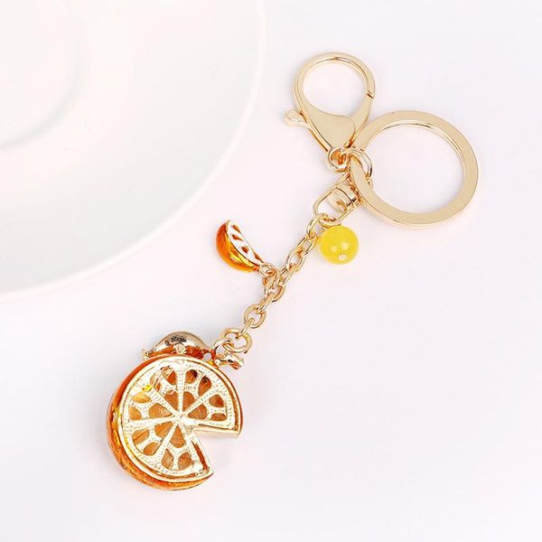 

keychains 3d fruit keychain lemon crystal rhinestone pendant bag handbag car party wedding gift collection, Silver