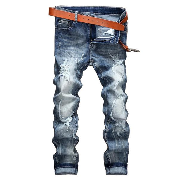 

men's jeans gersri men stretch light blue spring and summer brand casual lapel slim denim trousers jean for male