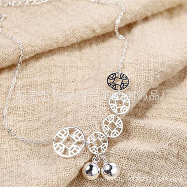 

anklets classic coin bell pendant titanium steel gold anklet for woman fashion korean ankle jewelry girl's swimsuit party, Red;blue