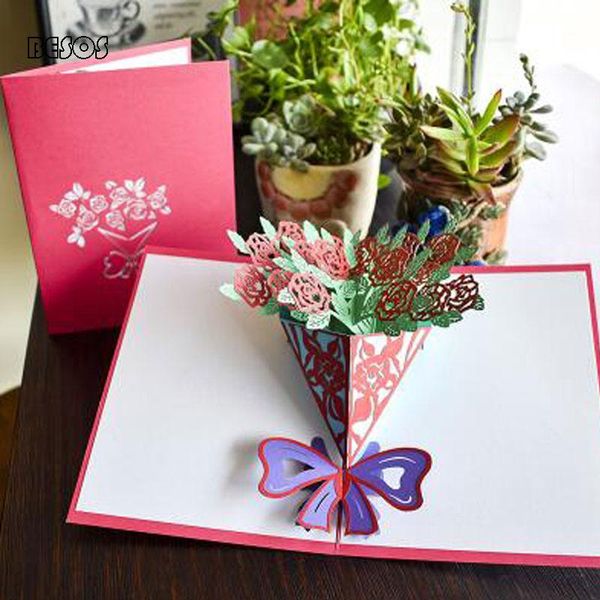 

greeting cards fashion creative three-dimensional small fresh flowers year teachers' day business invitation card o0005m