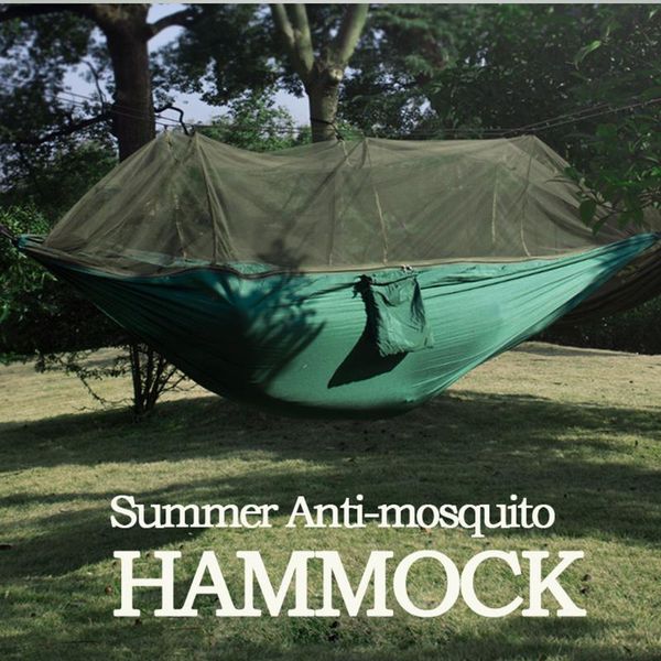 

camp furniture portable outdoor camping hammock with mosquito net high strength parachute fabric hanging bed hunting sleeping swing