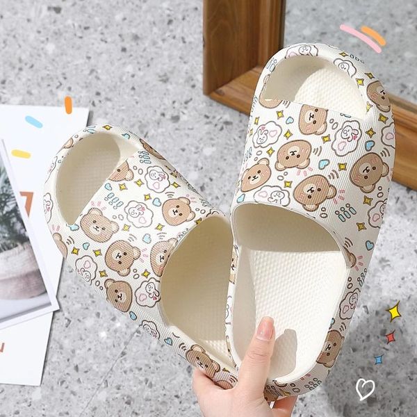 

slippers female flip flops cartoon designer 2021 fashion women summer men graffiti beach slide sandals home shoes, Black