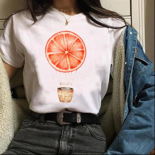 

clothes graphic fruit balloon mujer women camisetas trend cute 90s print tees female t shirt womens, White