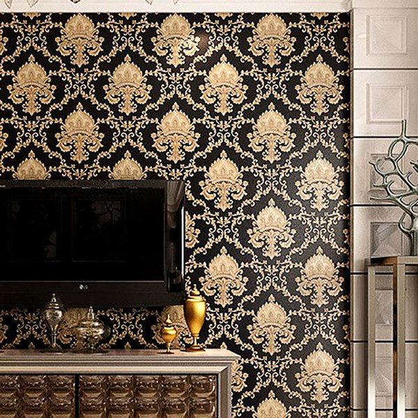 

wallpapers living room sofa bedroom tv background home european-style carved embossed moisture-proof soundproof thickening wall stickers