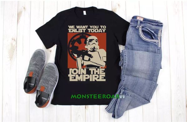 

we want you enlist join empire space war alien vintage black tshirt, White;black