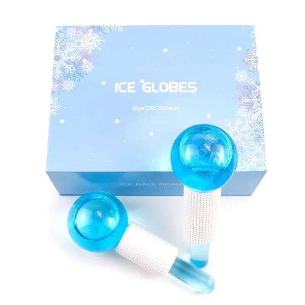 1 par facial gelo bola globos onda de água azul sem rolo de rosto giltter para massagers de pele quente fria beleza cor coroa hóquei energia bolas de cristal olho massagem