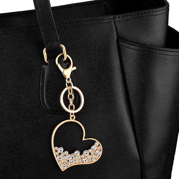 

keychains rhinestone big heart keychain charms for women gold accessories key rings holder bag car diy jewelry gifts kcha04, Silver