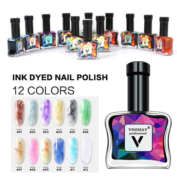 

watercolor ink gel nail polish blooming magic smudge bubble diy varnish manicure decoration salon set, Red;pink