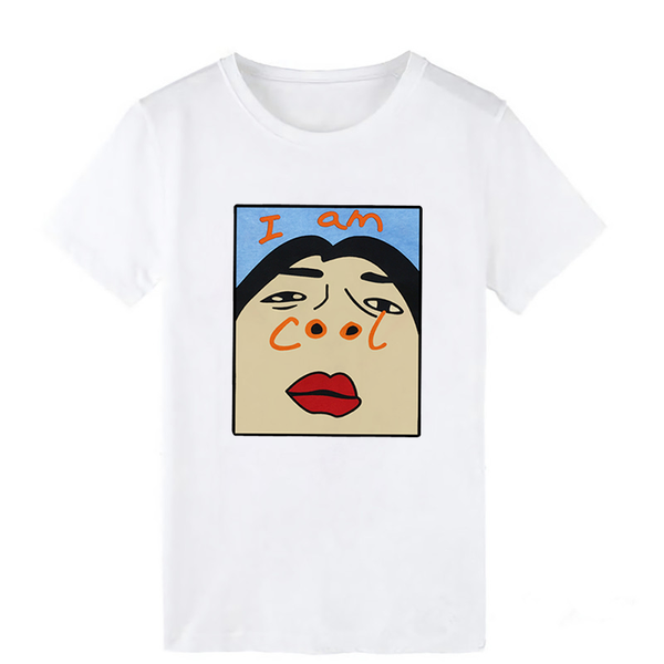 

women's t-shirt 2021 i am cool funny tshirt comfortable tee shirt homme ulzzang women collar t harajuku korean t-shirts, White