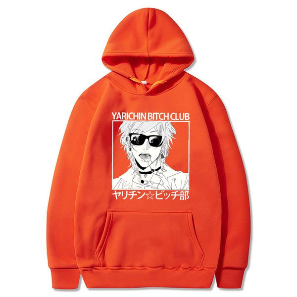 

hipster hip hop homme hoodies hoody male casual anime 2021 harajuku yarichin b club hoodies sweatshirts men woman hoodie y0319, Black