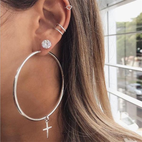 

creative sterling silver 5 piece set earrings fashion jewelry accessories stud, Golden;silver