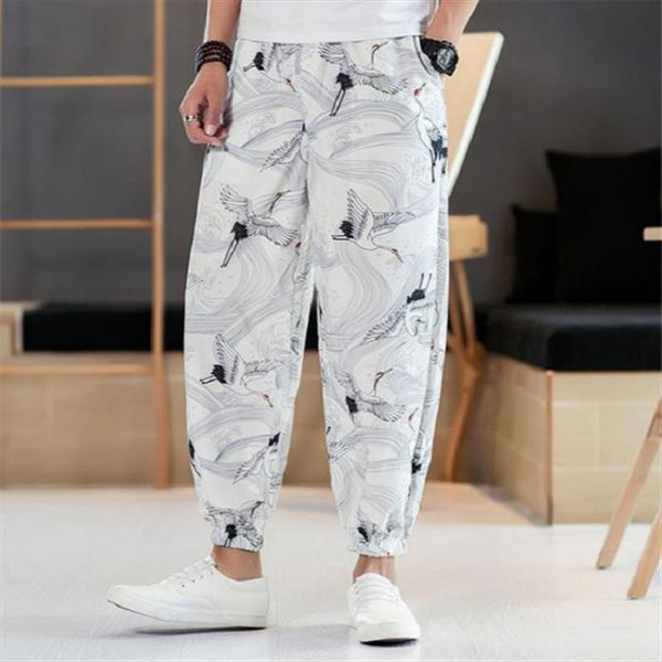 

loose japanese harajuku style women pant personality printing sweatpant beach casual wear harem kimono streetwear trouser, Black