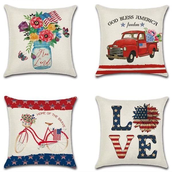 

pillow case happy independence day cushion cover home decor america july 4th 45x45cm usa pillowcase