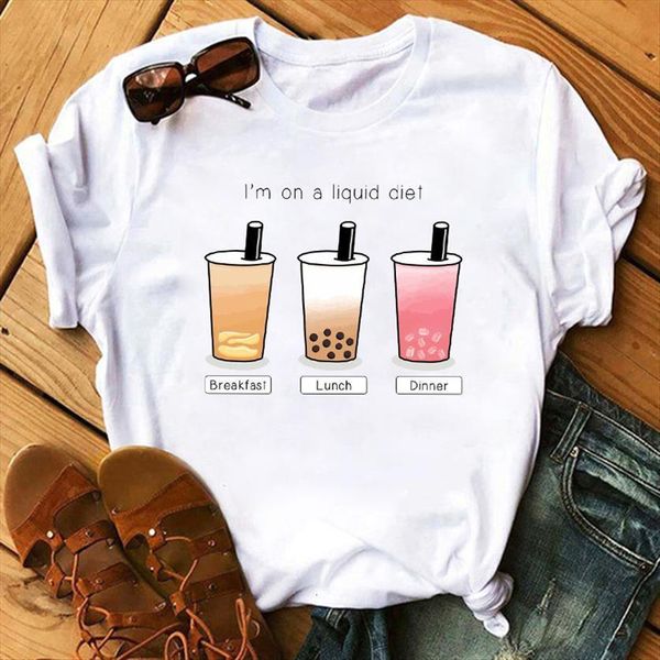 

maycaur harajuku kawaii ulzzang milk women tea printed fashion 90s cute summer graphic tees, White