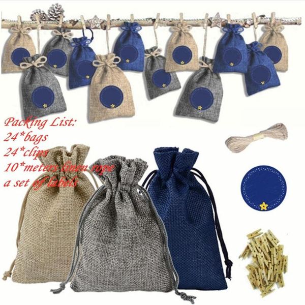 

storage bags christmas gift calendar countdown jute bag advent candy diy