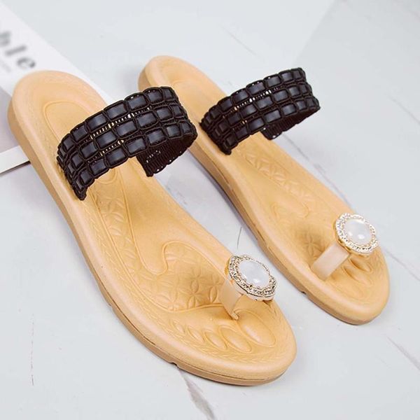 

slippers women fashion shoes casual flat sandals non-slip beach #4.6 egn4, Black