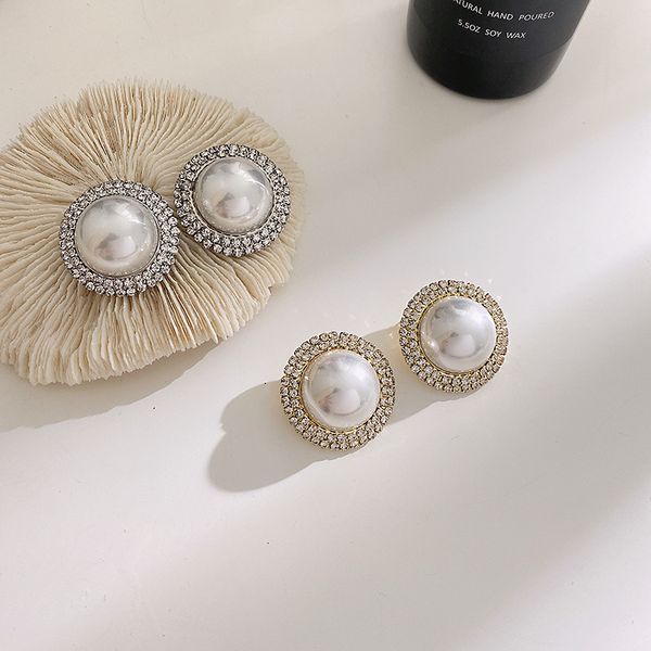 

925 silver needle exaggerated pearl earrings with versatile temperament
