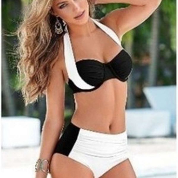 

ms swimsuit multi cross split color matching bikini and fattening swimsuit, White;black