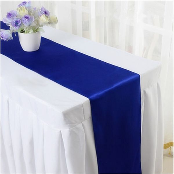 Wedfavor 10 pcs corredores de mesa de casamento de cetim brilhante para festa el evento decoração 210708