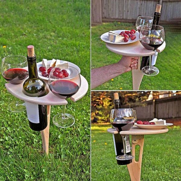 

1x outdoor wine table portable picnic glass racks collapsible racks camp furniture