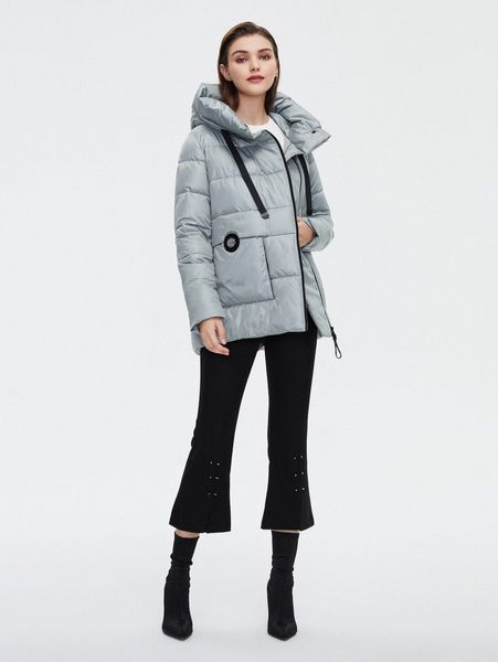 

zip up drawstring patched detail hooded winter coat c4dv#, Black